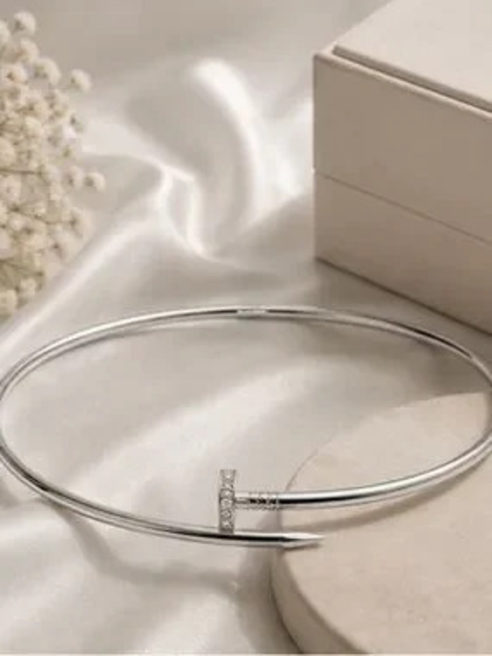 Sculptural Silver Nail Choker Minimalist High Fashion Luxury Collar Necklace